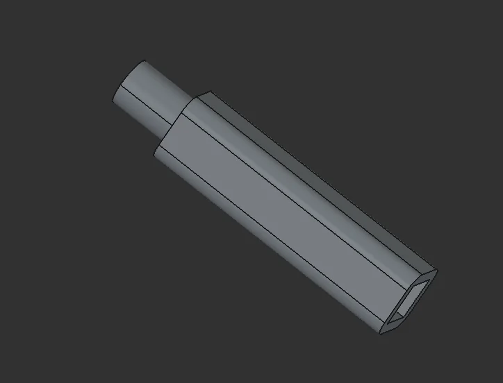 アダプタv2の3Dモデル。v1より筒の部分が明らかに長い